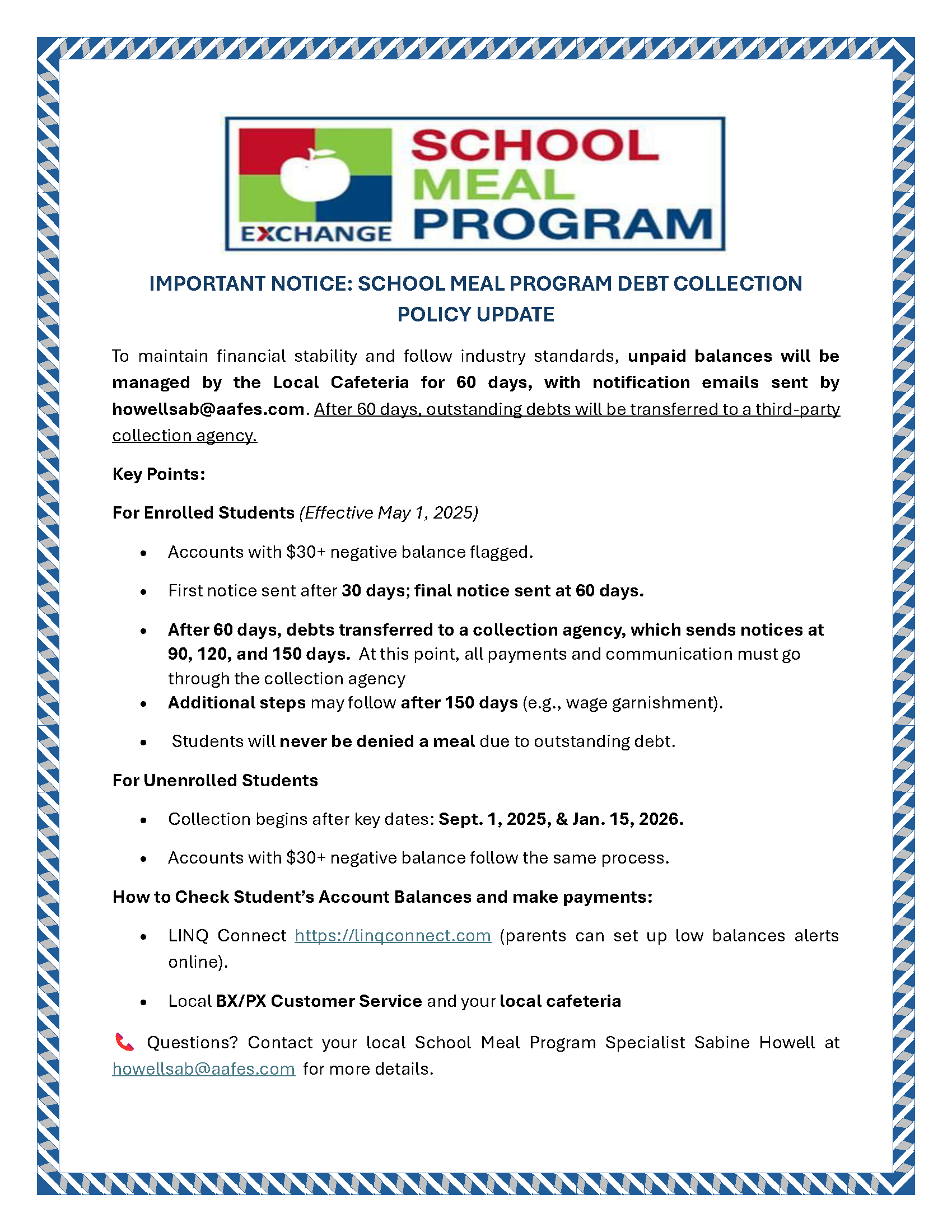 aafes lunch info